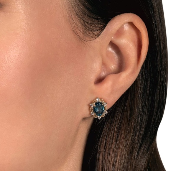 18k London Blue Topaz Earrings - Picture 4 of 9